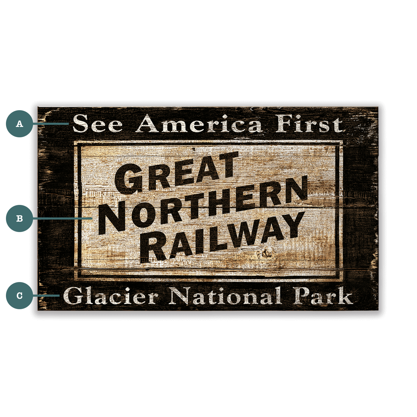 Great Northern Railway - Wood & Metal Wall Art