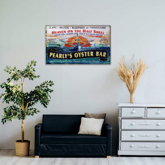 Pearly's Oyster Bar - Wood & Metal Wall Art