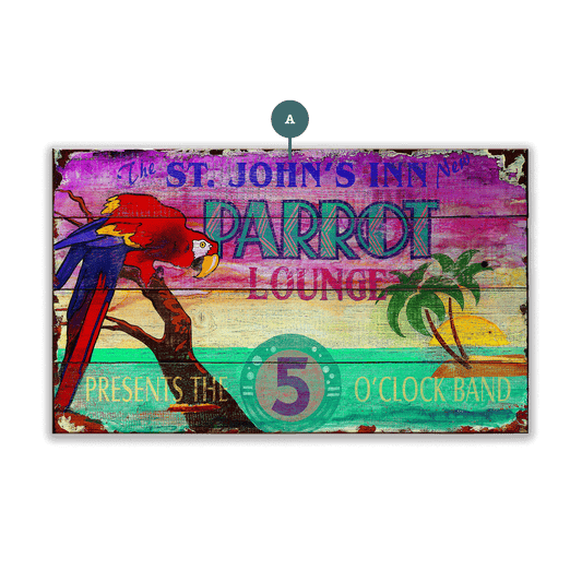 The Parrot Lounge - Wood & Metal Wall Art