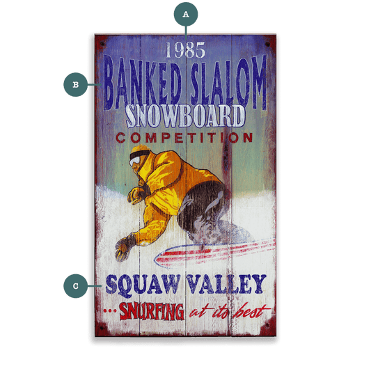 Snowboard Competition - Wood & Metal Wall Art
