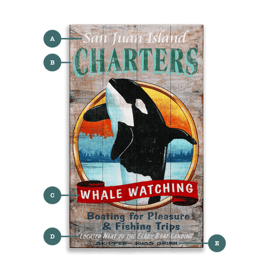 Whale Watching Charters - Wood & Metal Wall Art