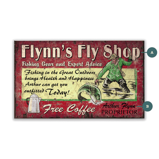 Flynn's Fly Shop - Wood & Metal Wall Art