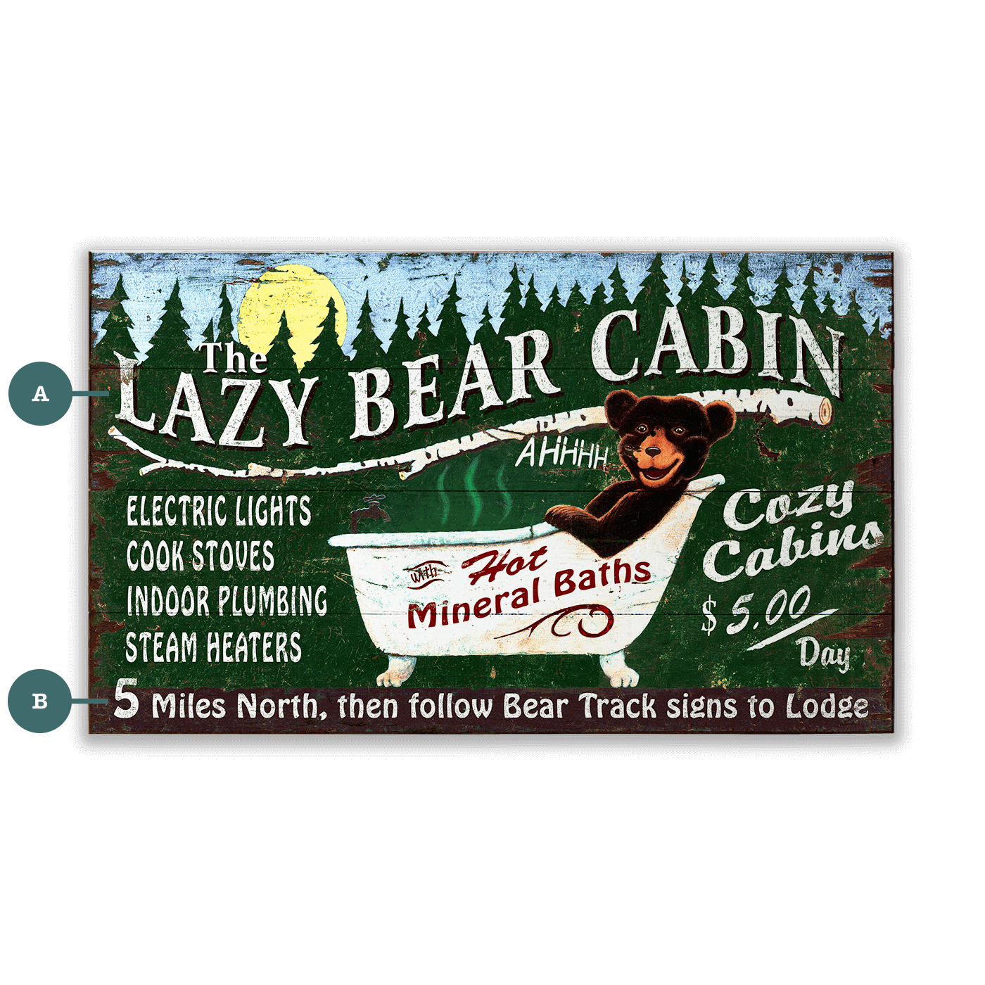Lazy Bear Lodge - Wood & Metal Wall Art