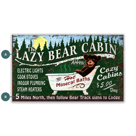Lazy Bear Lodge - Wood & Metal Wall Art