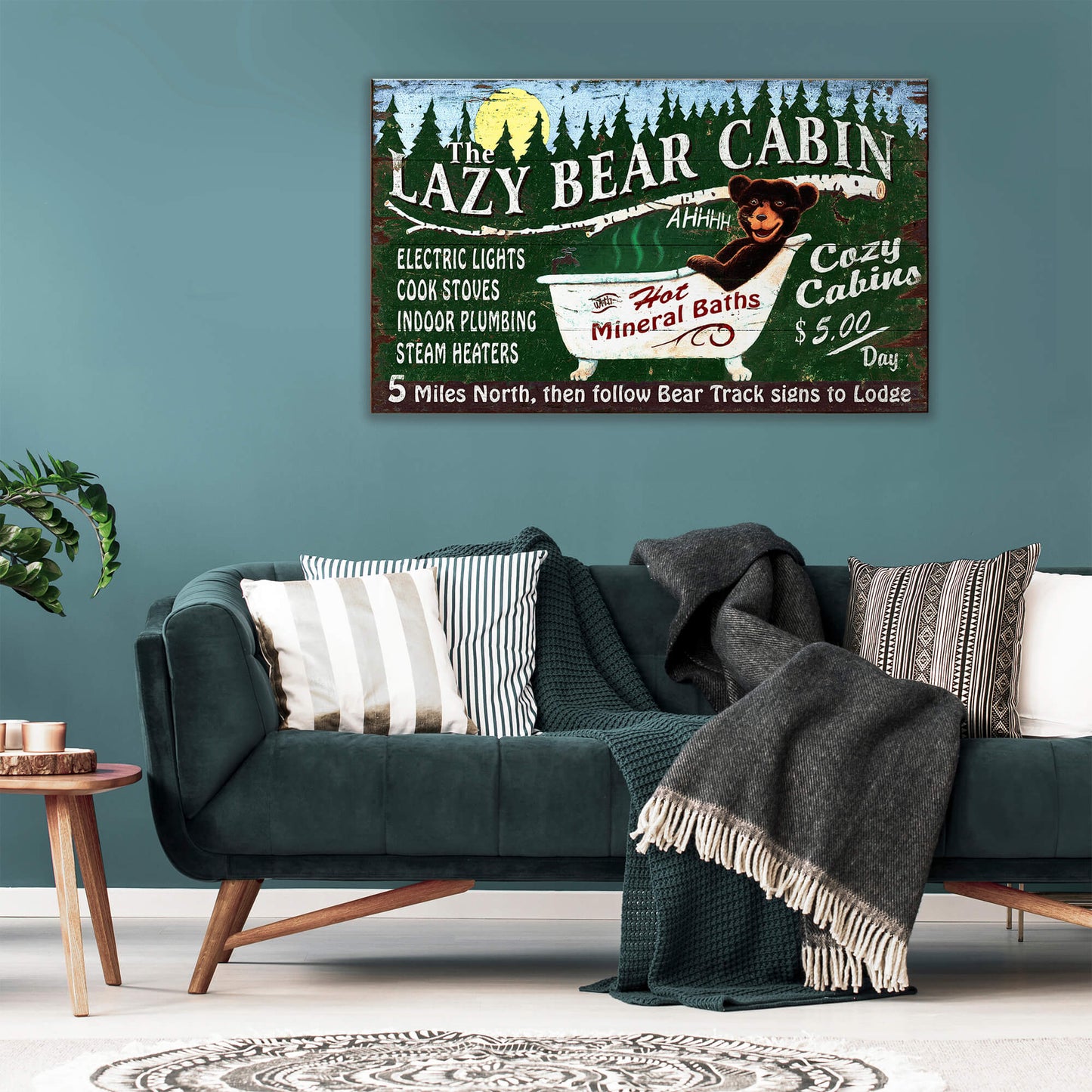 Lazy Bear Lodge - Wood & Metal Wall Art