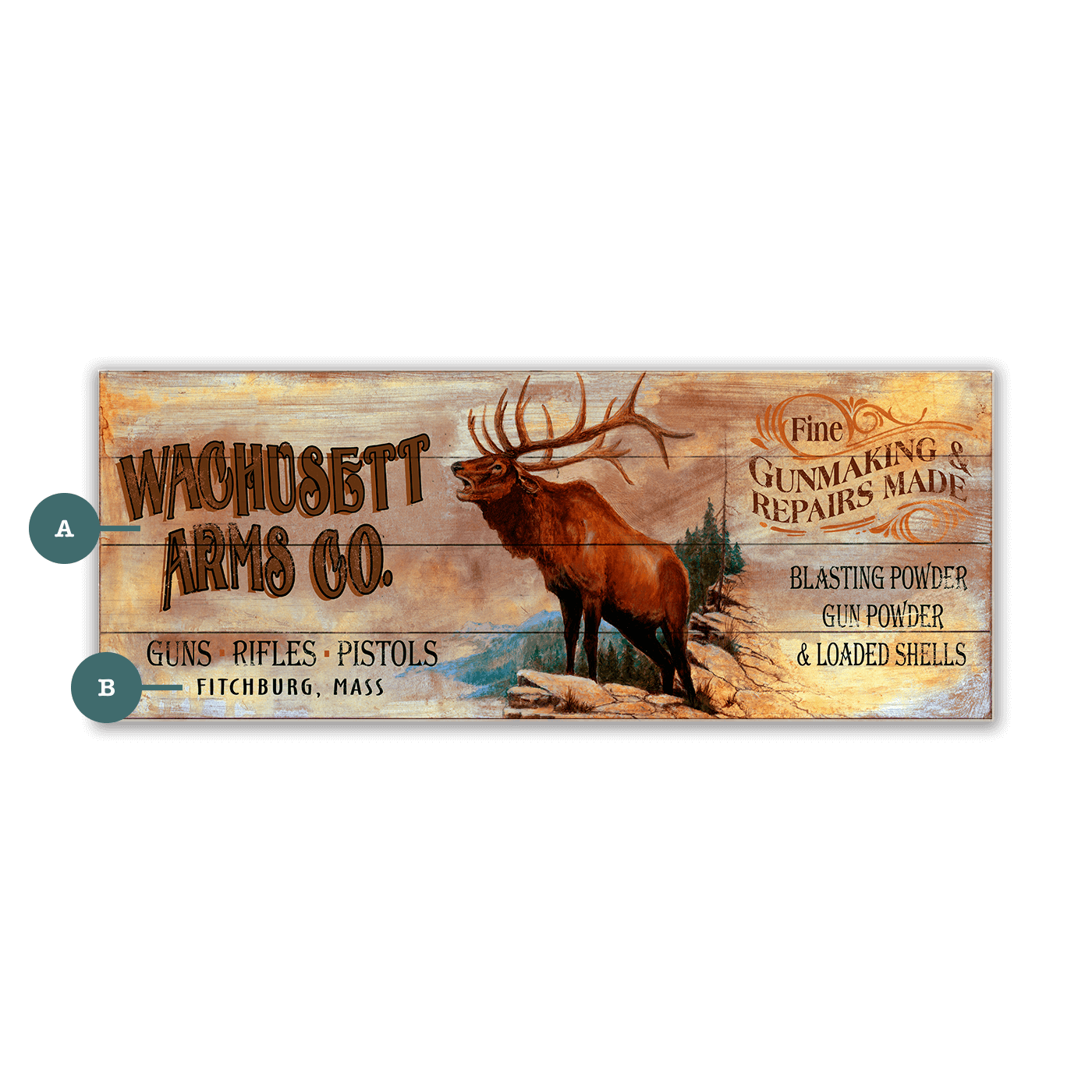 Wachusett Arms Co. - Wood & Metal Wall Art