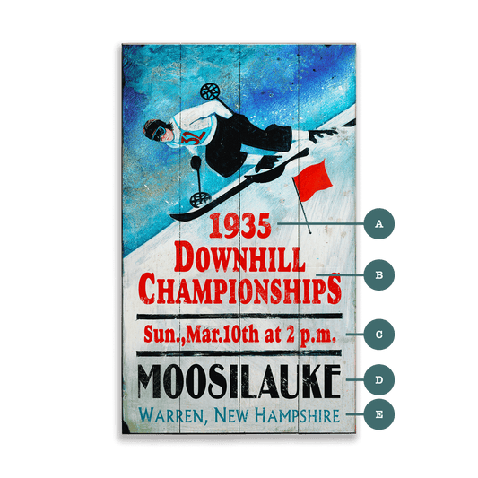 Downhill Ski Championships - Wood & Metal Wall Art