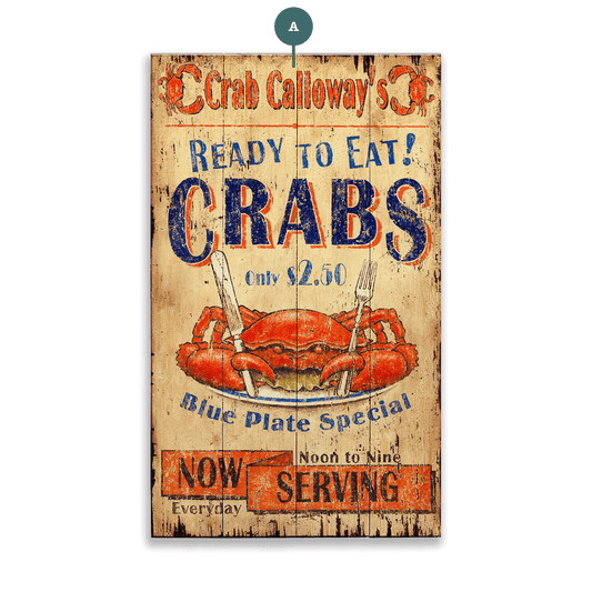 Ready to Eat Crabs - Wood & Metal Wall Art