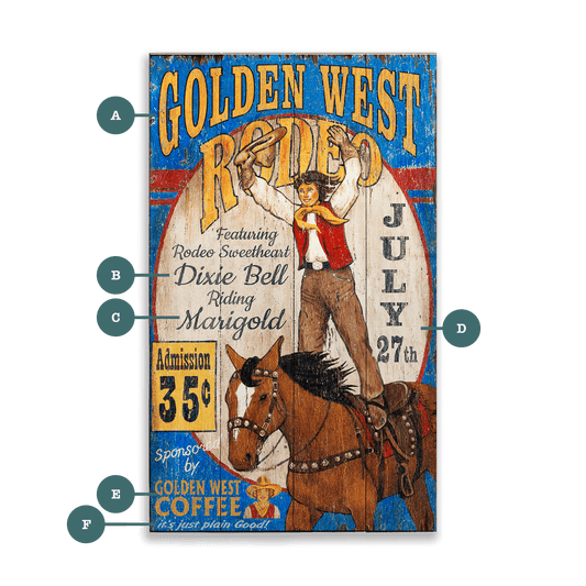 Golden West Rodeo - Wood & Metal Wall Art