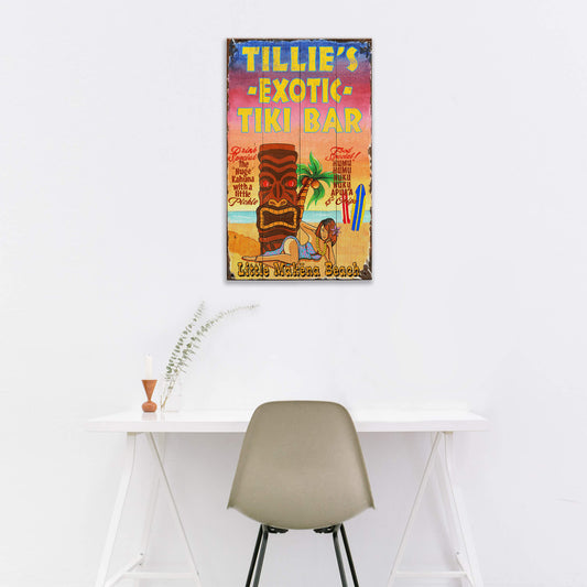 Tillie's Tiki Bar - Wood & Metal Wall Art