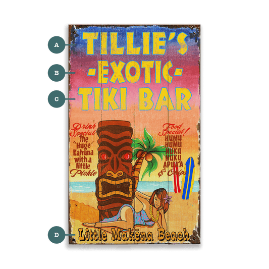 Tillie's Tiki Bar - Wood & Metal Wall Art