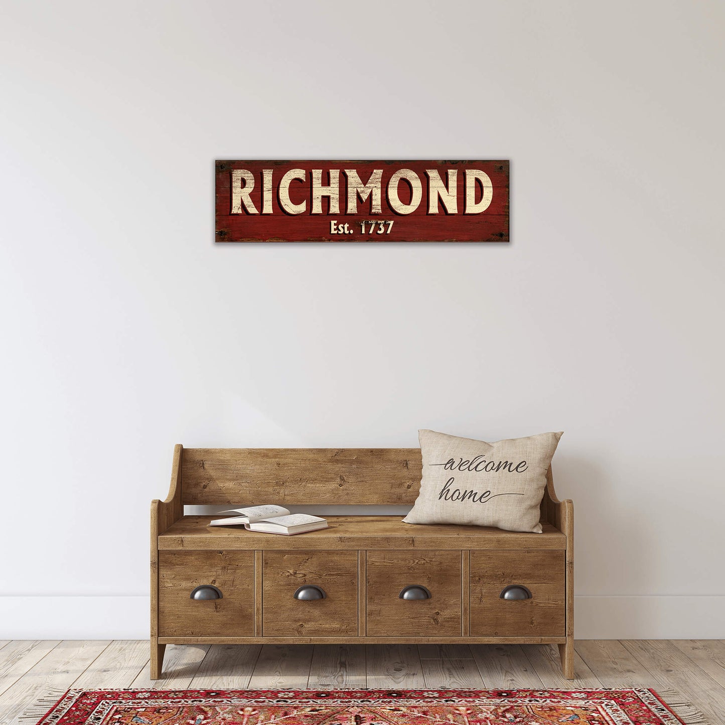 Old Town Charm Sign: Red - Wood & Metal Wall Art