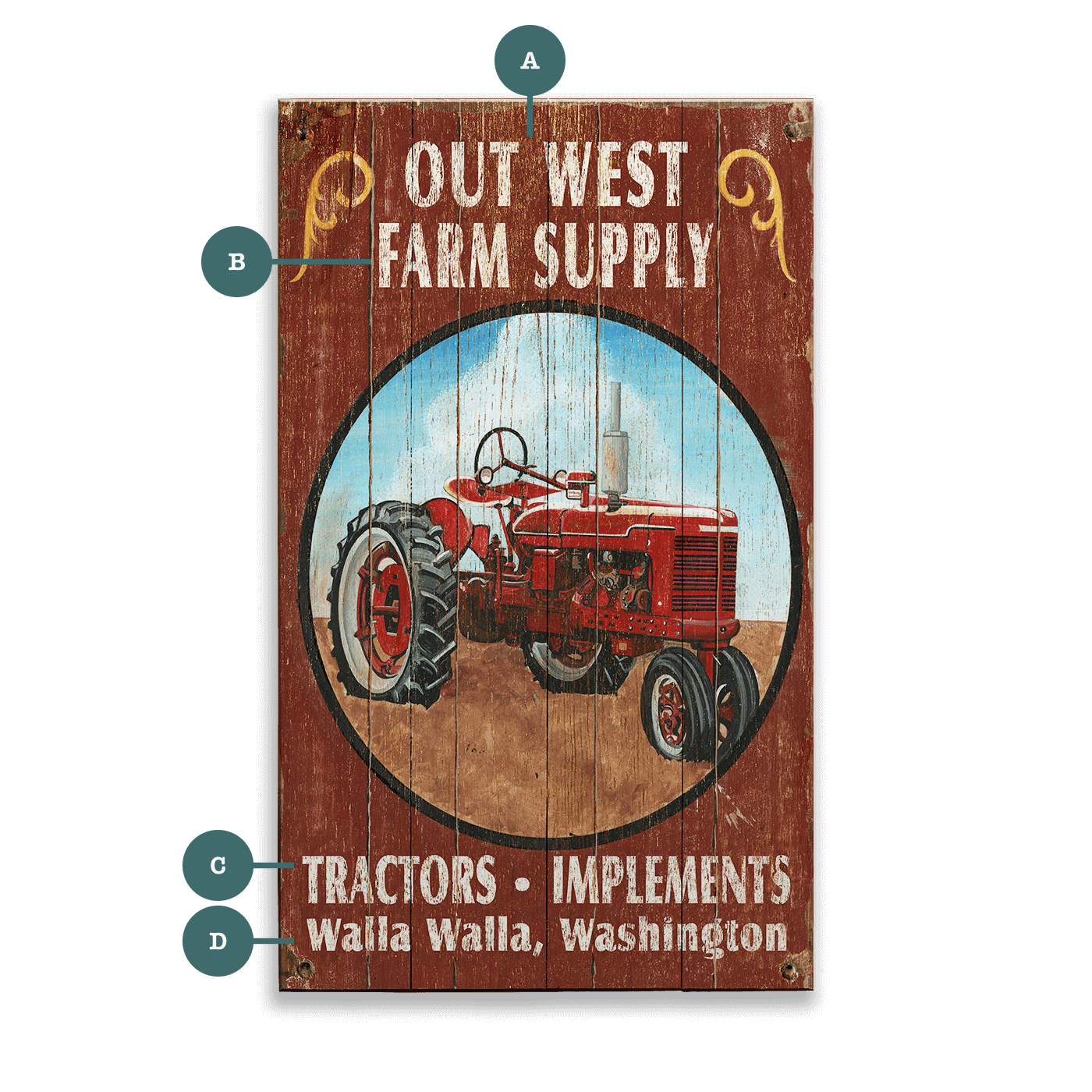 Farm Supply Tractors & Implements - Wood & Metal Wall Art