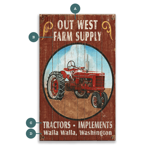 Farm Supply Tractors & Implements - Wood & Metal Wall Art