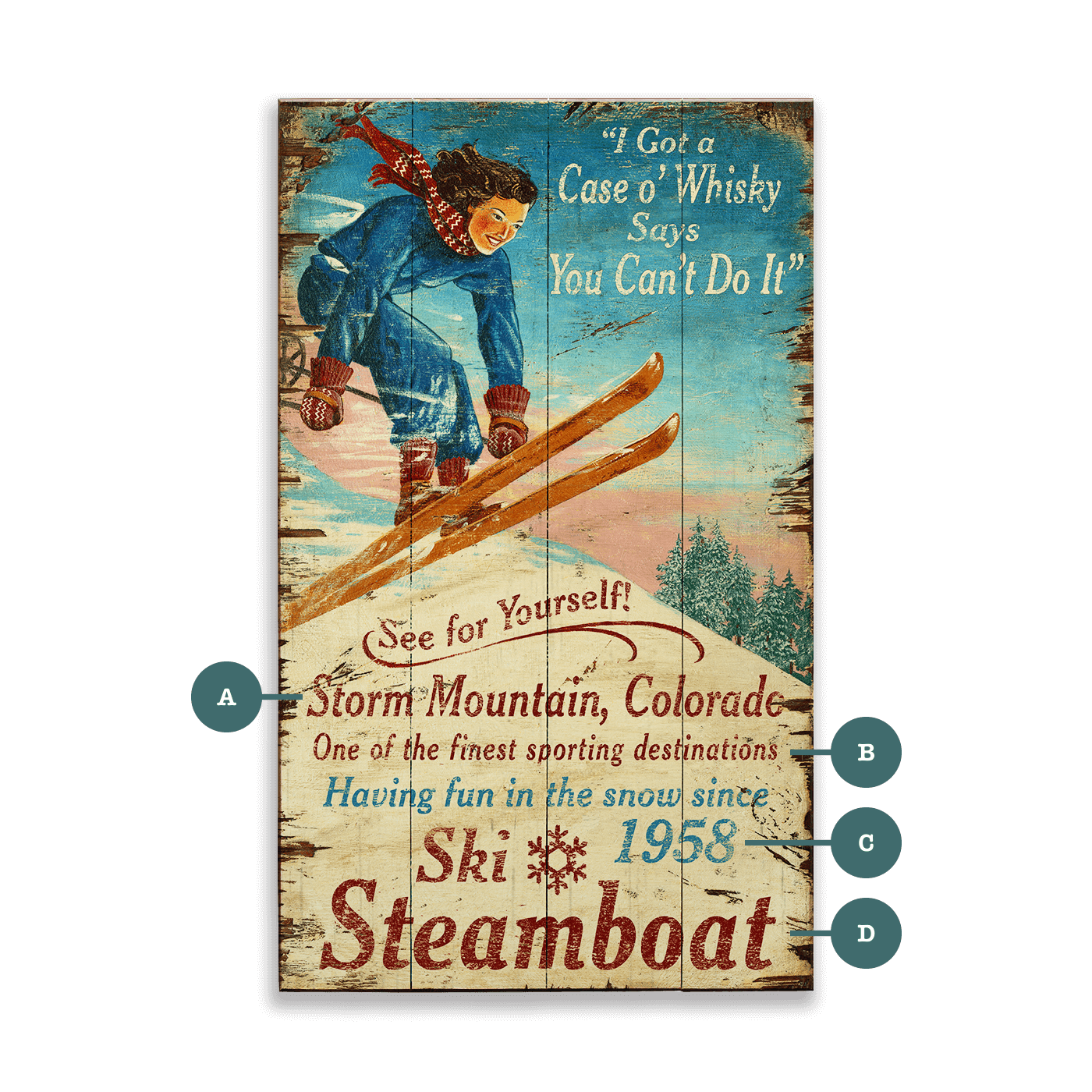 Ski Steamboat - Wood & Metal Wall Art