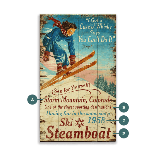 Ski Steamboat - Wood & Metal Wall Art
