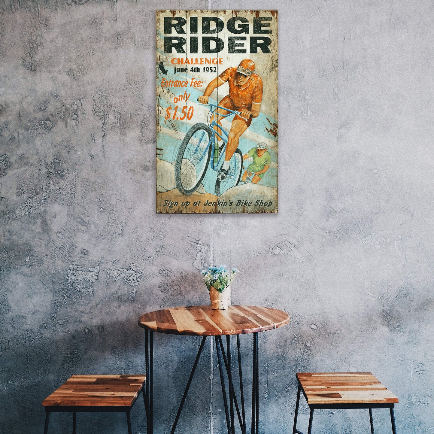 Ridge Rider Bike Challenge - Wood & Metal Wall Art