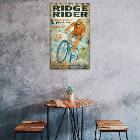 Ridge Rider Bike Challenge - Wood & Metal Wall Art
