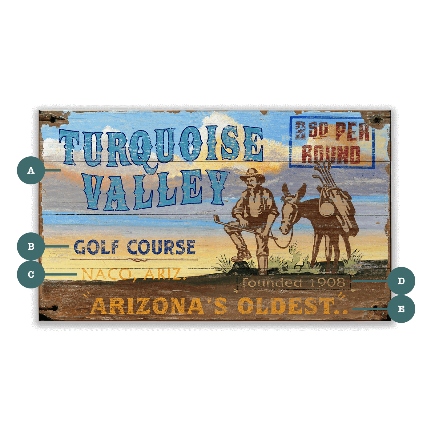 Turquoise Valley Golf Course - Wood & Metal Wall Art