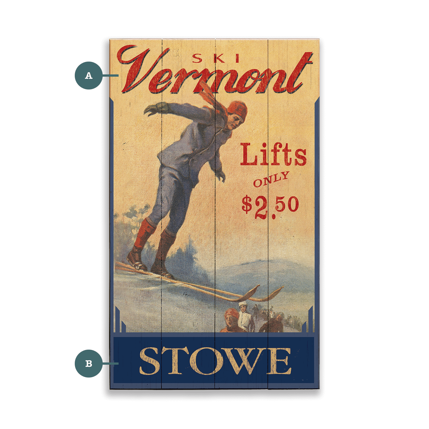 Ski Vermont - Wood & Metal Wall Art