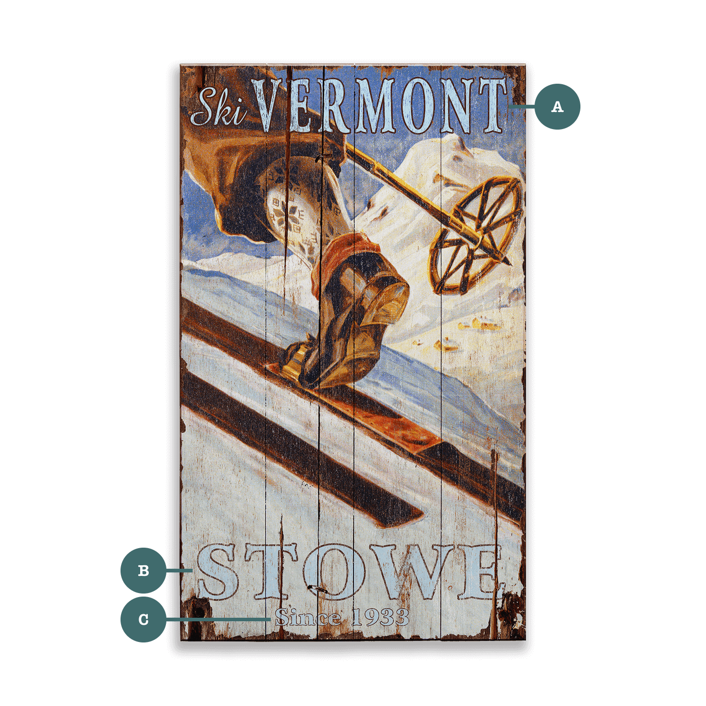 Vintage Mountain Ascent - Wood & Metal Wall Art