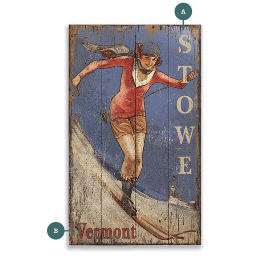 Vintage Ski Gal - Wood & Metal Wall Art