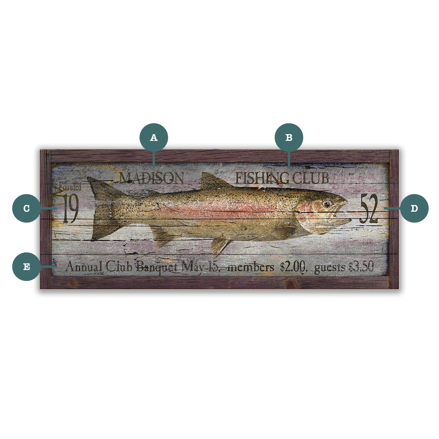 Fishing Club - Wood & Metal Wall Art