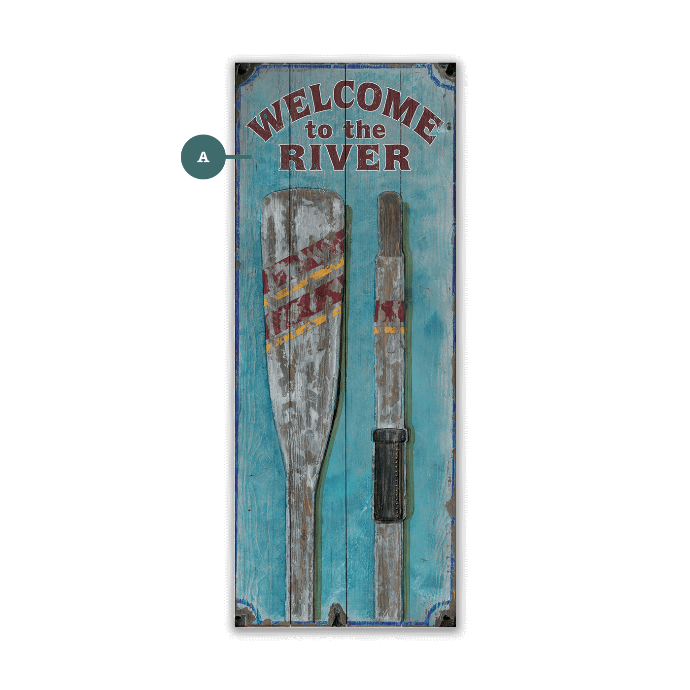 Lake Welcome with Oars - Wood & Metal Wall Art