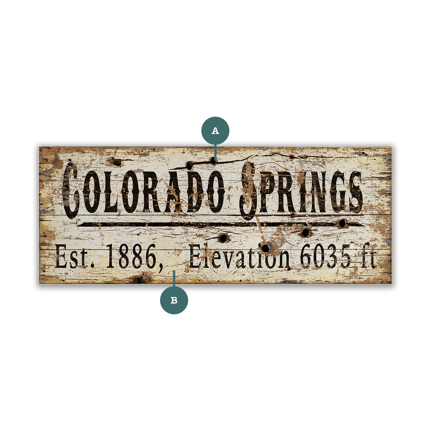 Colorado Springs Established & Elevation - Wood & Metal Wall Art