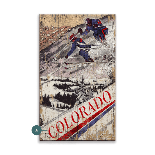 Mountain Ski Rush - Wood & Metal Wall Art