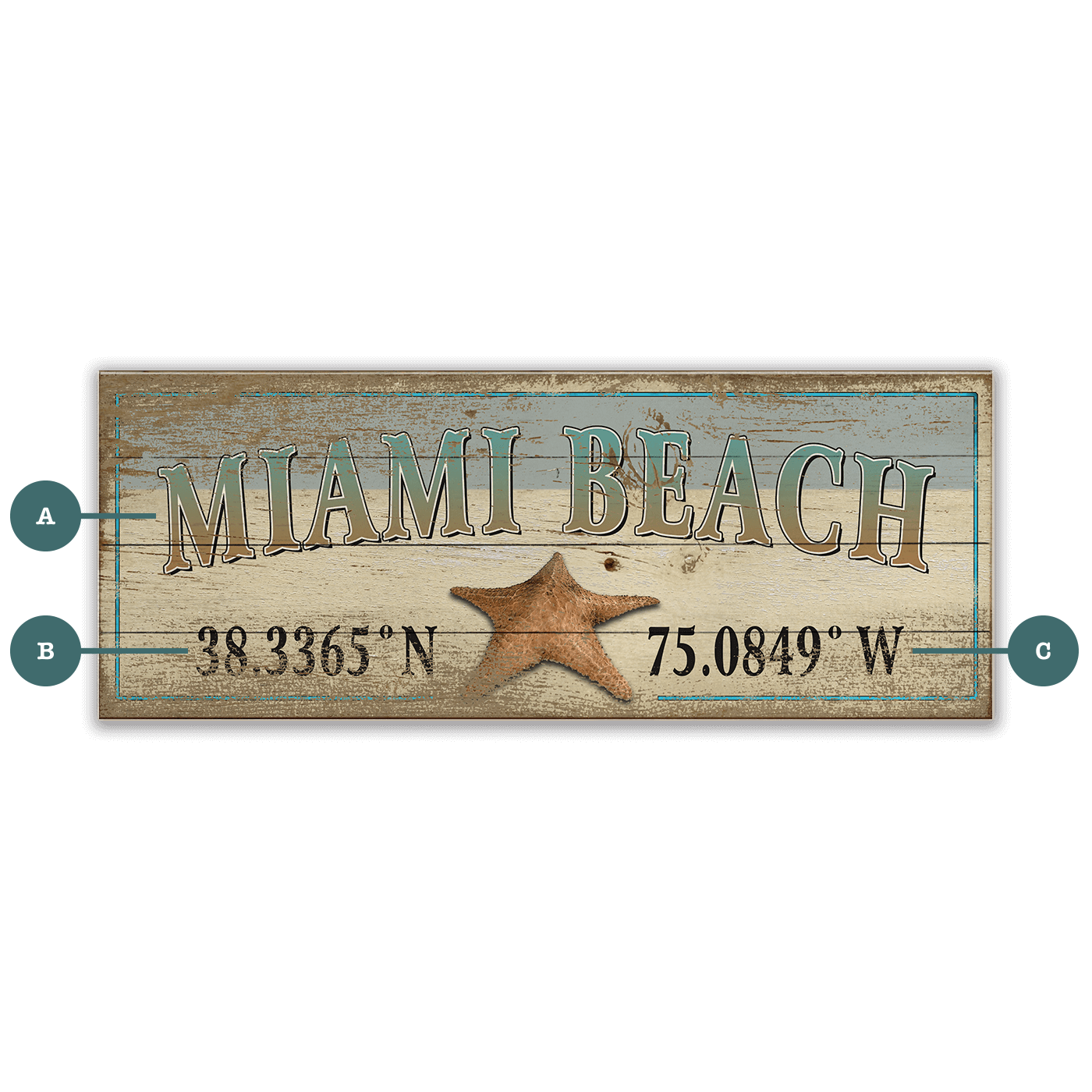 Starfish Latitude - Wood & Metal Wall Art