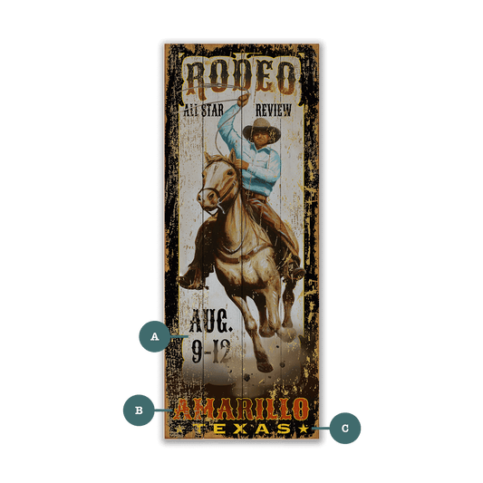 All Star Review Rodeo - Wood & Metal Wall Art