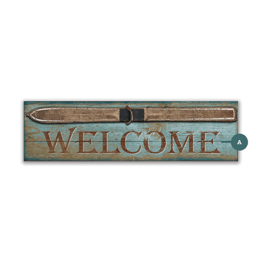 Rustic Ski Welcome - Wood & Metal Wall Art