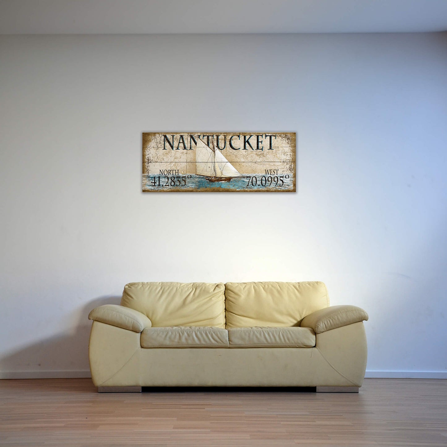 Vintage Sailboat Latitude - Wood & Metal Wall Art