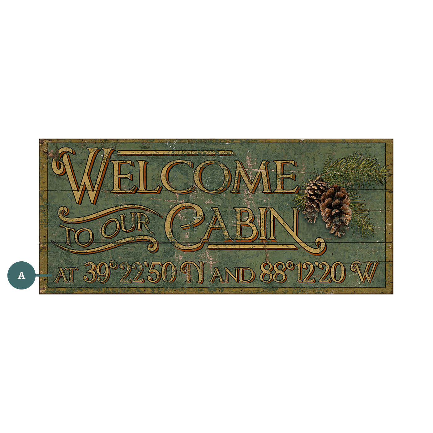 Cabin Welcome with Coordinates - Wood & Metal Wall Art