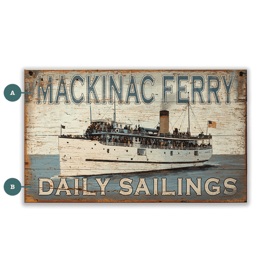 Mackinac Ferry - Wood & Metal Wall Art