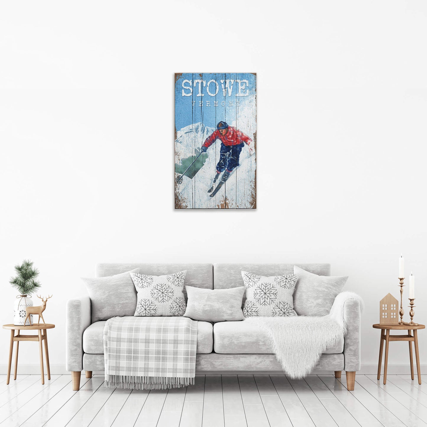 Ski Stowe Vermont - Wood & Metal Wall Art