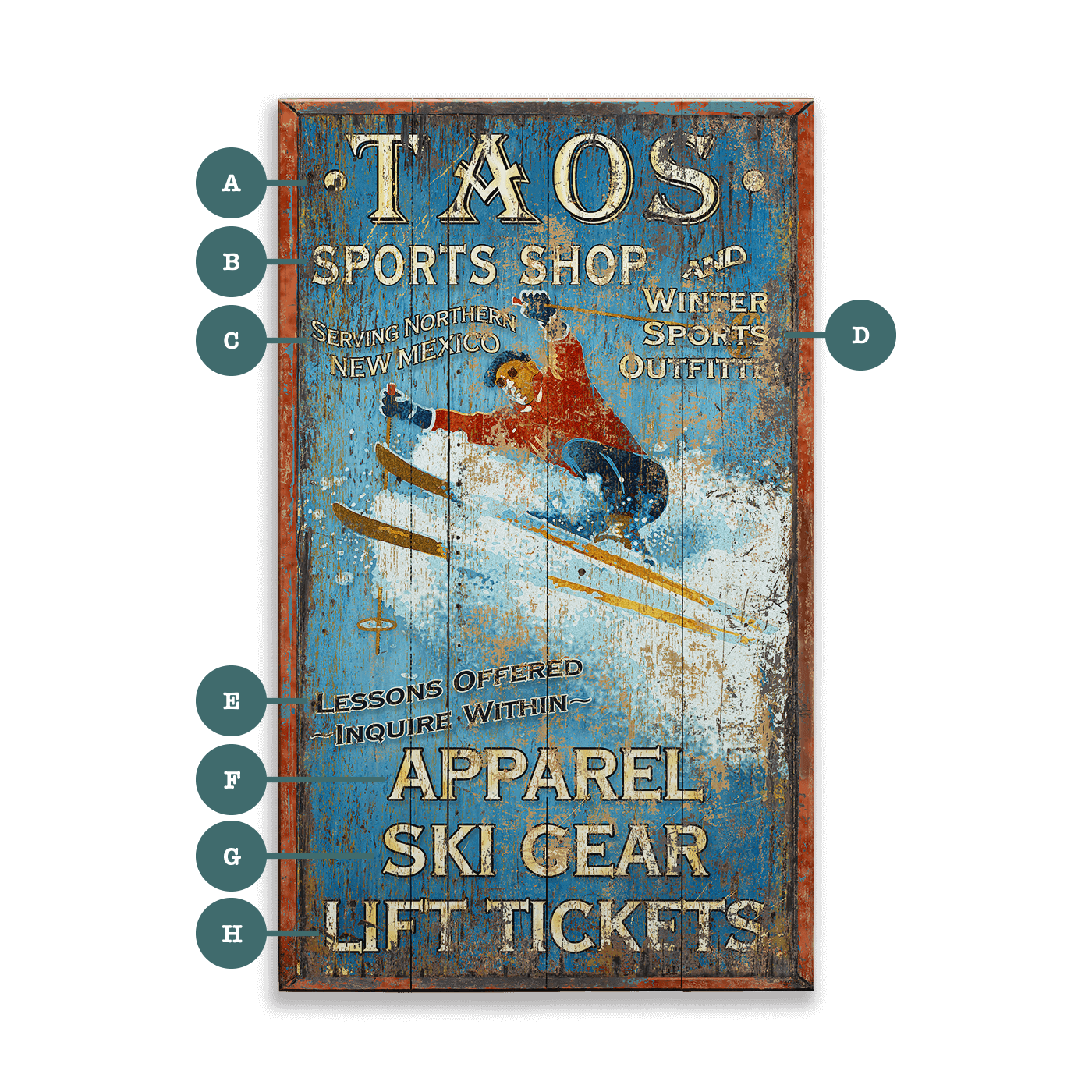 Winter Sports Shop - Wood & Metal Wall Art