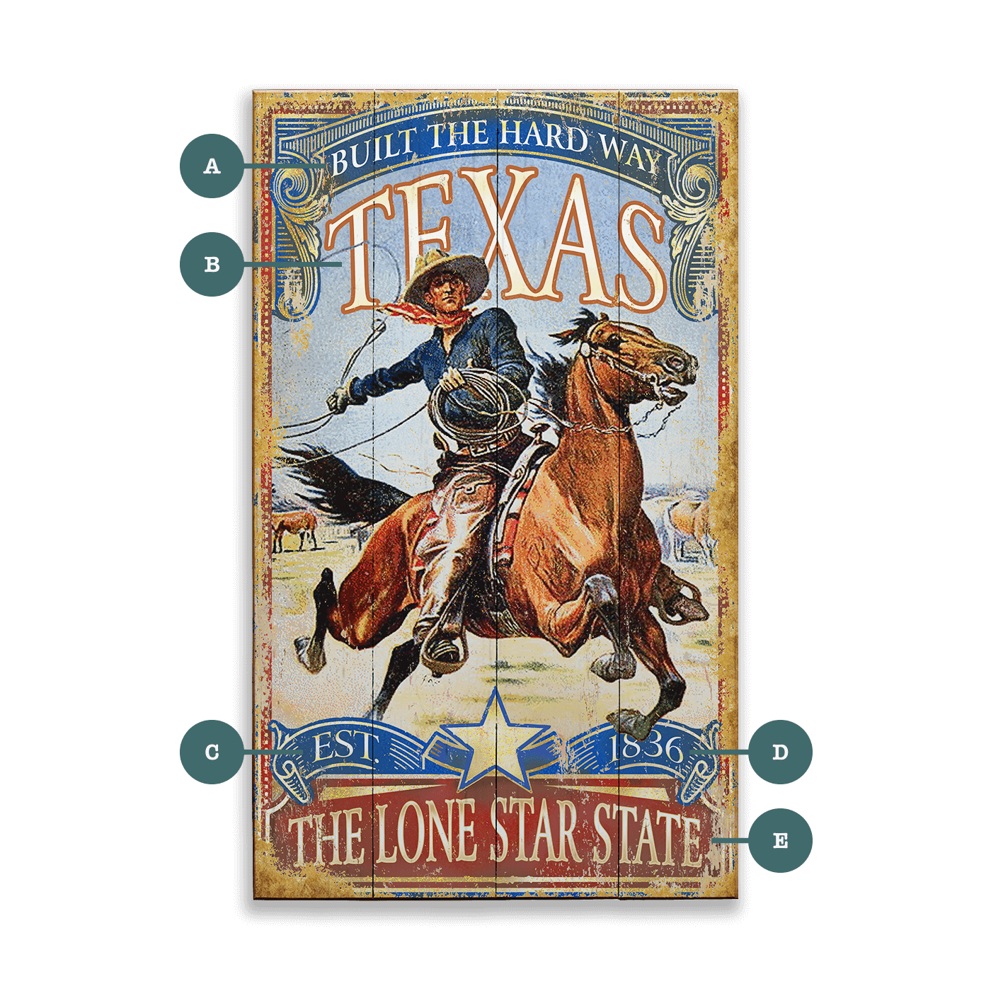 Lone Star State Cowboy - Wood & Metal Wall Art