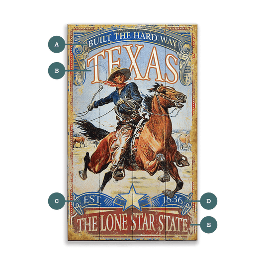 Lone Star State Cowboy - Wood & Metal Wall Art