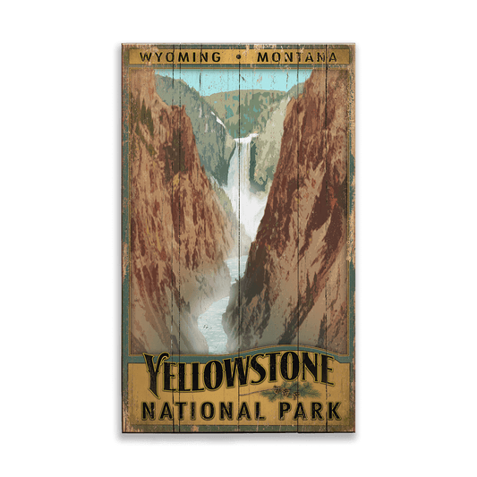 Lower Falls at Yellowstone National Park - Wood & Metal Wall Art