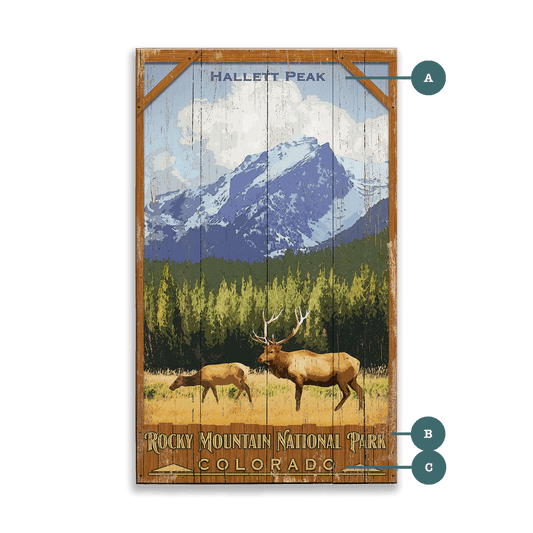 Rocky Mountain National Park: Hallett Peak - Wood & Metal Wall Art