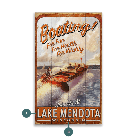 Vintage Wood Speed Boat - Wood & Metal Wall Art