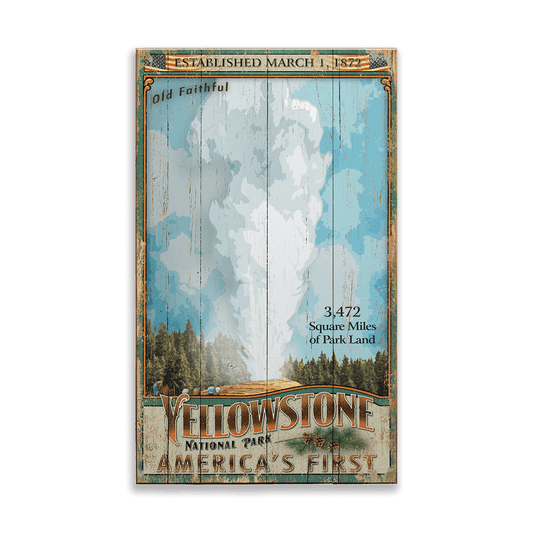 Old Faithful Geyser - Yellowstone - Wood & Metal Wall Art