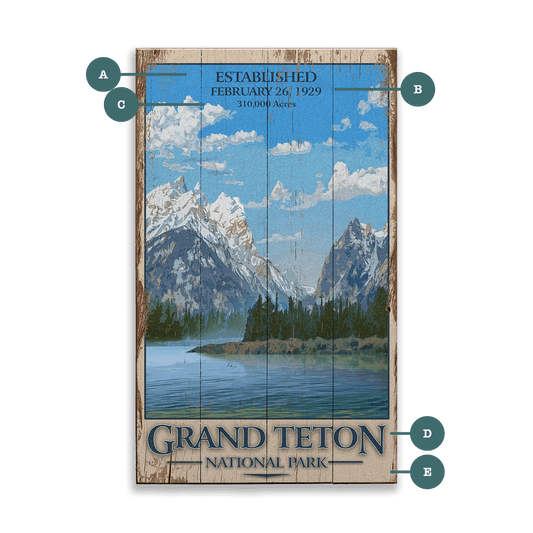 Grand Teton National Park: Established - Wood & Metal Wall Art