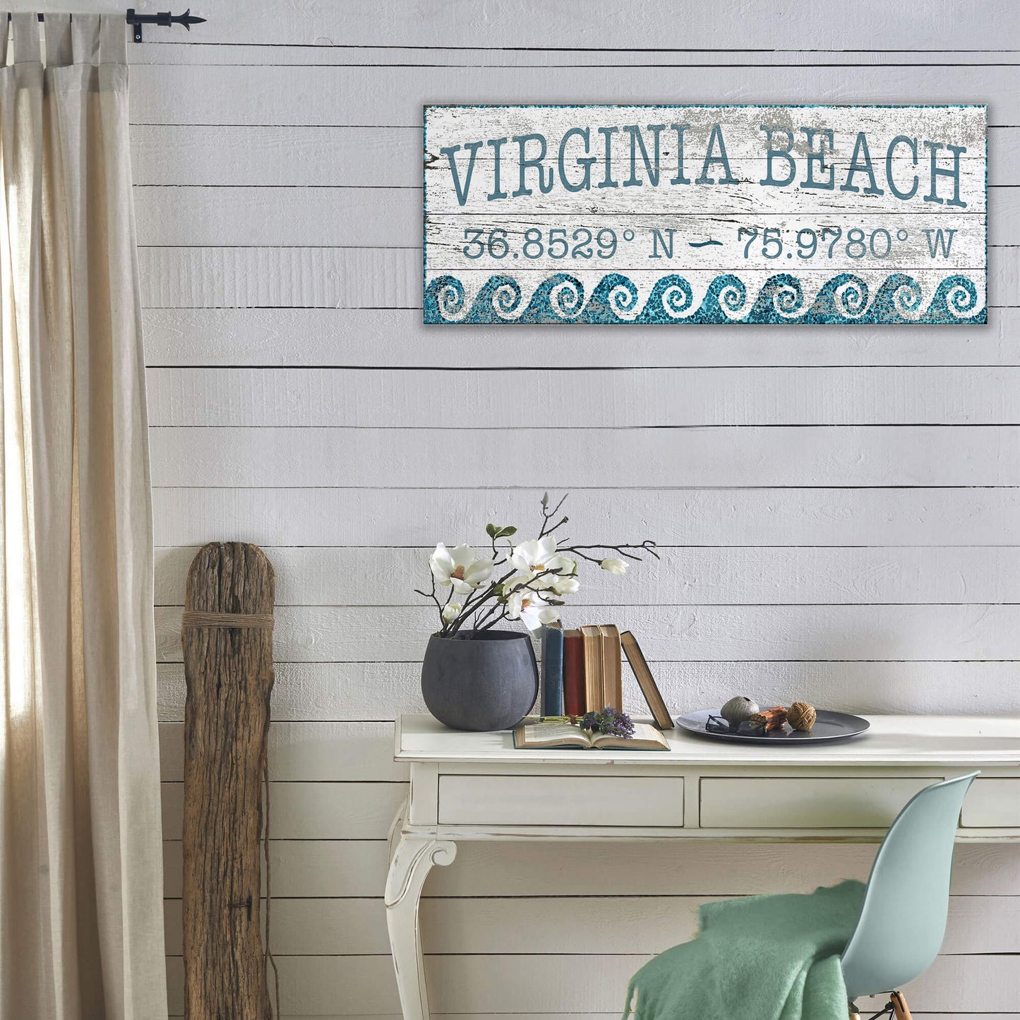 Coastal Town Latitude - Wood & Metal Wall Art