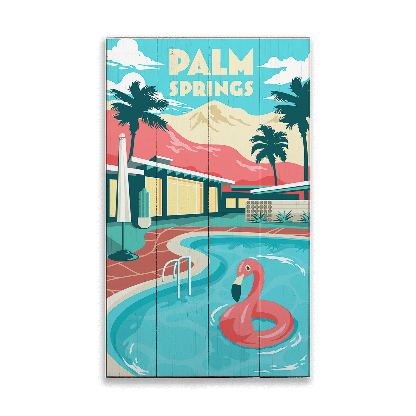 Palm Springs Pool: Clean - Wood & Metal Wall Art