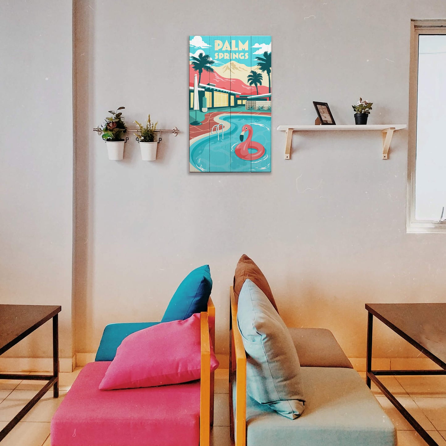 Palm Springs Pool: Clean - Wood & Metal Wall Art