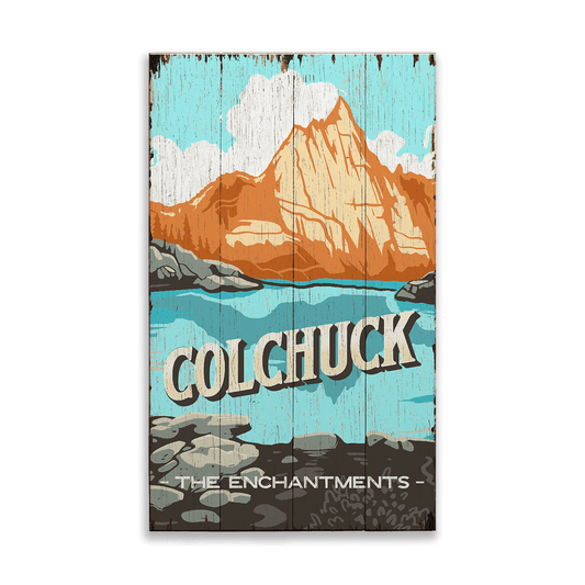 Colchuck: The Enchantments: Distressed Finish - Wood & Metal Wall Art