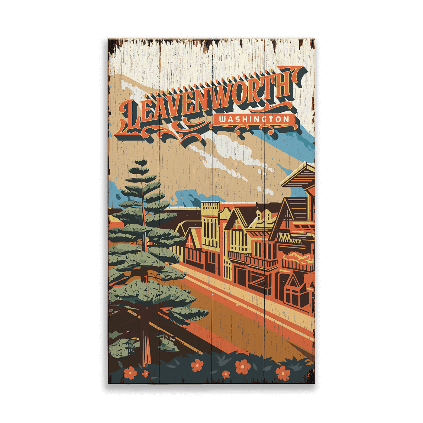 Leavenworth, Washington: Distressed Finish - Wood & Metal Wall Art